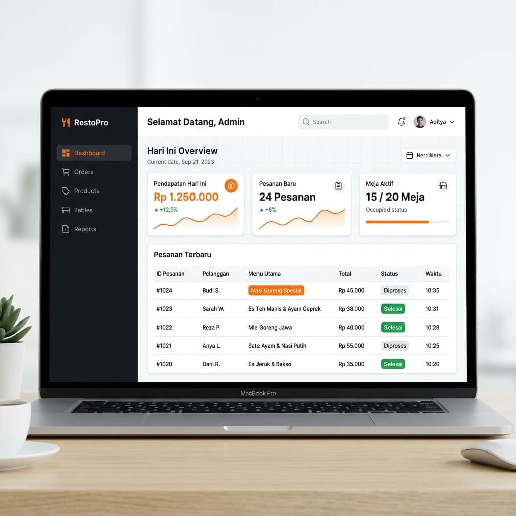 Aplikasi Menu QR dan Dashboard Kasir DaftarMenu